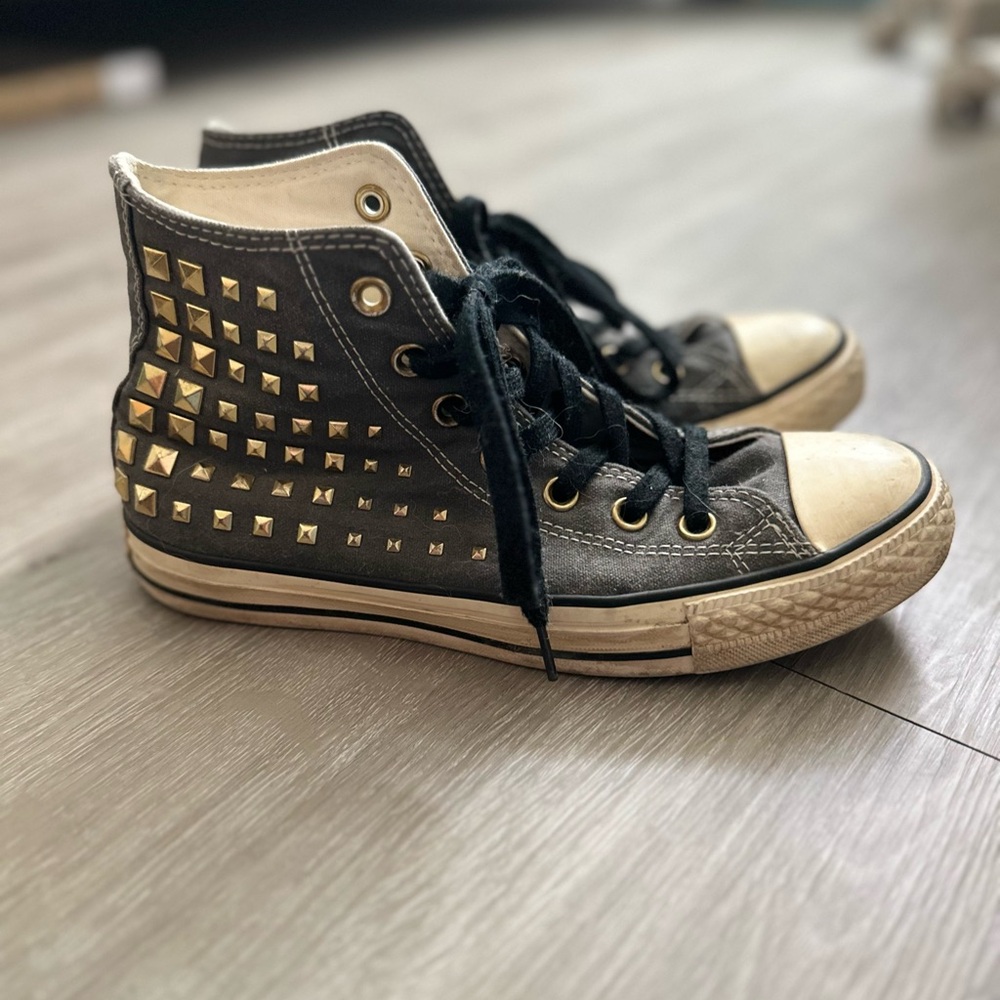 Converse Black and Gold Studded Sneakers
